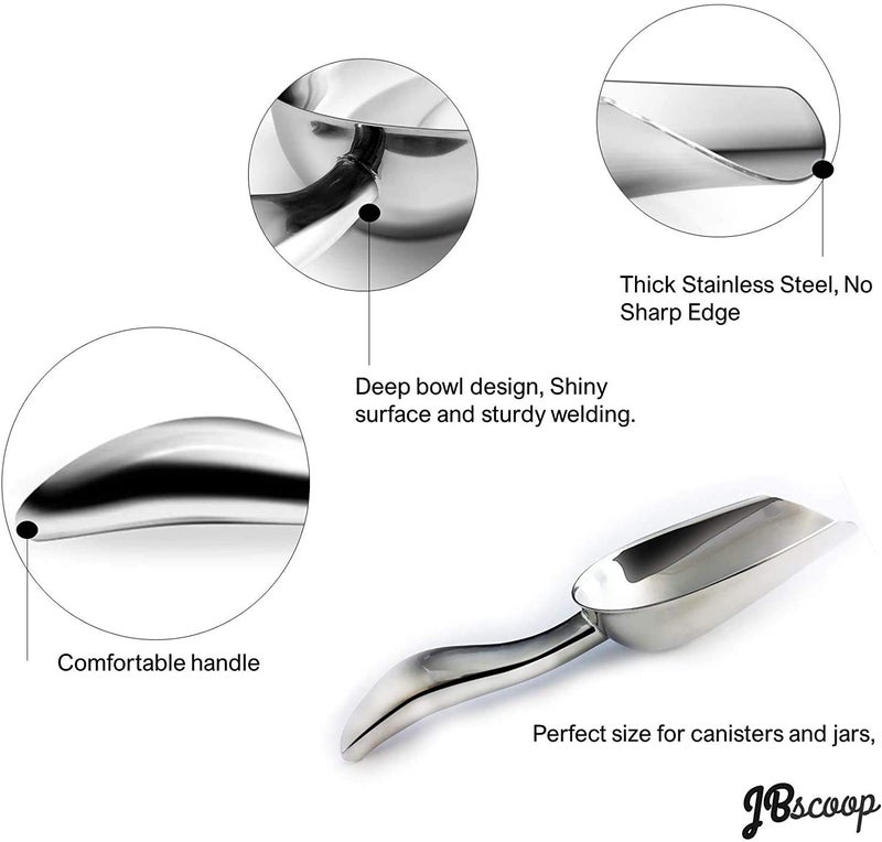 JBscoop Metal Ice Scoop Stainless Steel, Popcorn Scoop, 9.4 Inch Dog Food Scoop Popcorn for Party Wedding, Heavy Duty Dishwasher Safe - Image 3